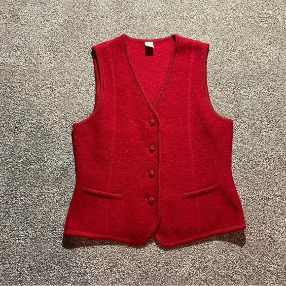 VINTAGE 80’S LANDS END WOOL VEST WOMENS PETITE 10 - Picture 2 of 9
